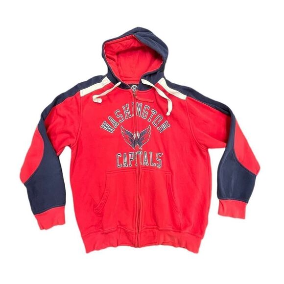 Y2K Washington Capitals GIII Red Full Zip Sweatshirt Sz M - Picture 1 of 7